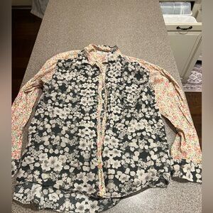 NATURAL LIFE Black, White and pink Floral women's Shirt